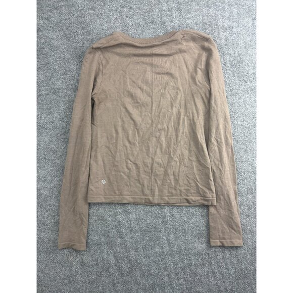 Athleta Athletic Long Sleeve T-Shirt Women's Medium Taupe Brown Crew Neck Fitted - Picture 8 of 9